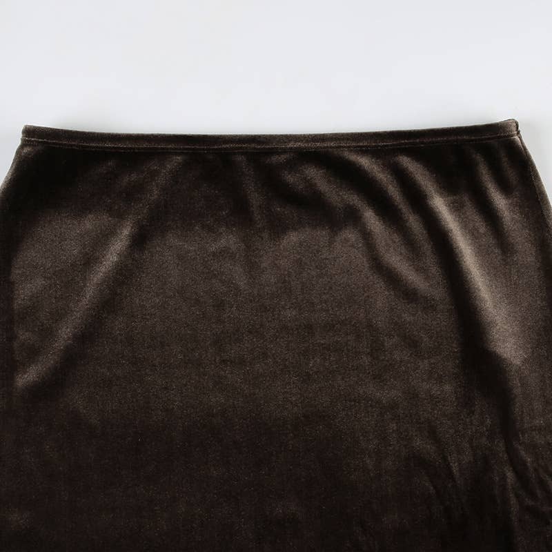 VINTAGE BROWN LOW FANNY PACK VELVET SKIRT