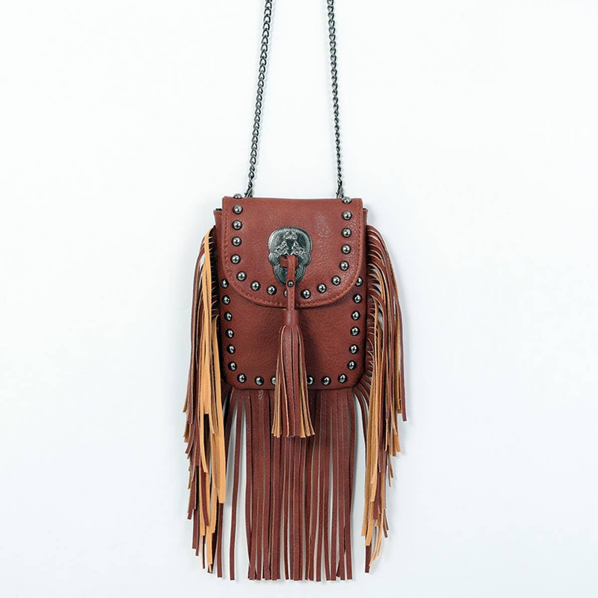 CWAB4543_RIVET TASSEL CHAIN SHOULDER CROSSBODY BAG