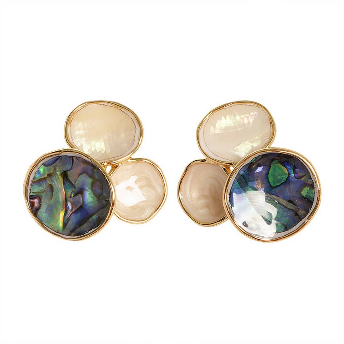 DESIGN OIL-DRIPPED ABALONE SILVER NEEDLE EARRINGS