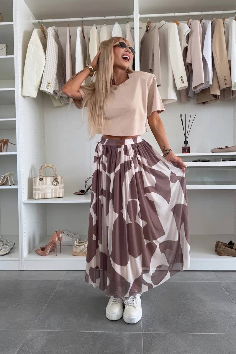 CWBLS0568_SUMMER WAIST WIDE SWING CASUAL SKIRT