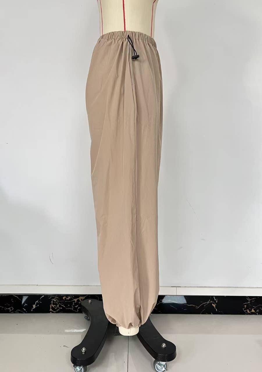 Stretched-waist wide-leg sportswear pants