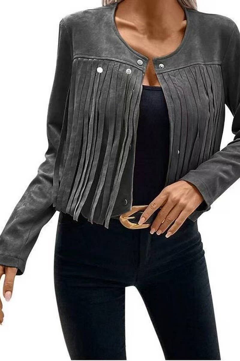 CWOCAL2299_AUTUMN AND WINTER SOLID COLOR TASSEL CARDIGAN