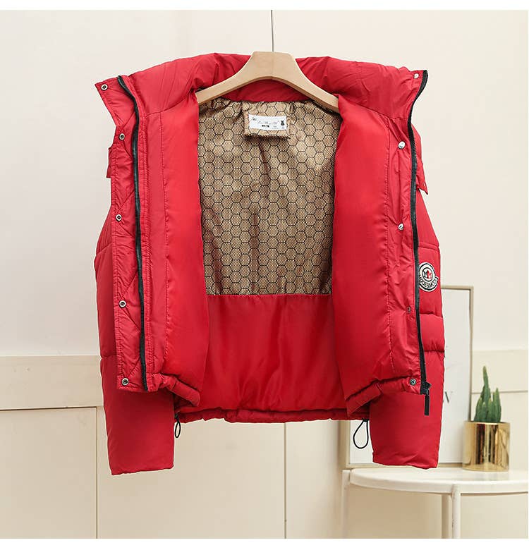 Standing collar and hat thick warm padded jacket