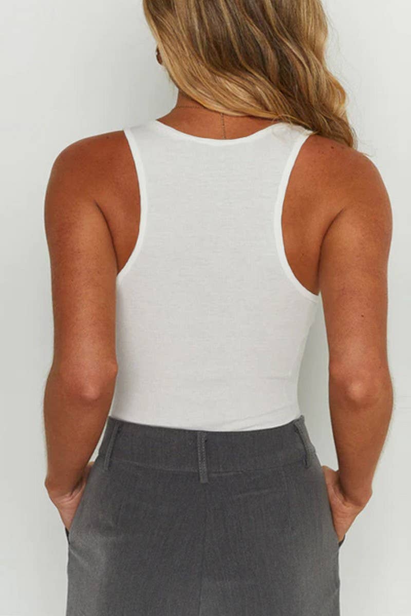 SLEEVELESS U NECK TIGHT RIBBED VEST JUMPSUIT_CWSJS0472