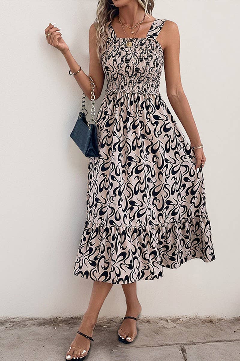 CWDHL0659_SUMMER GEOMETRIC PRINT SLING DRESS