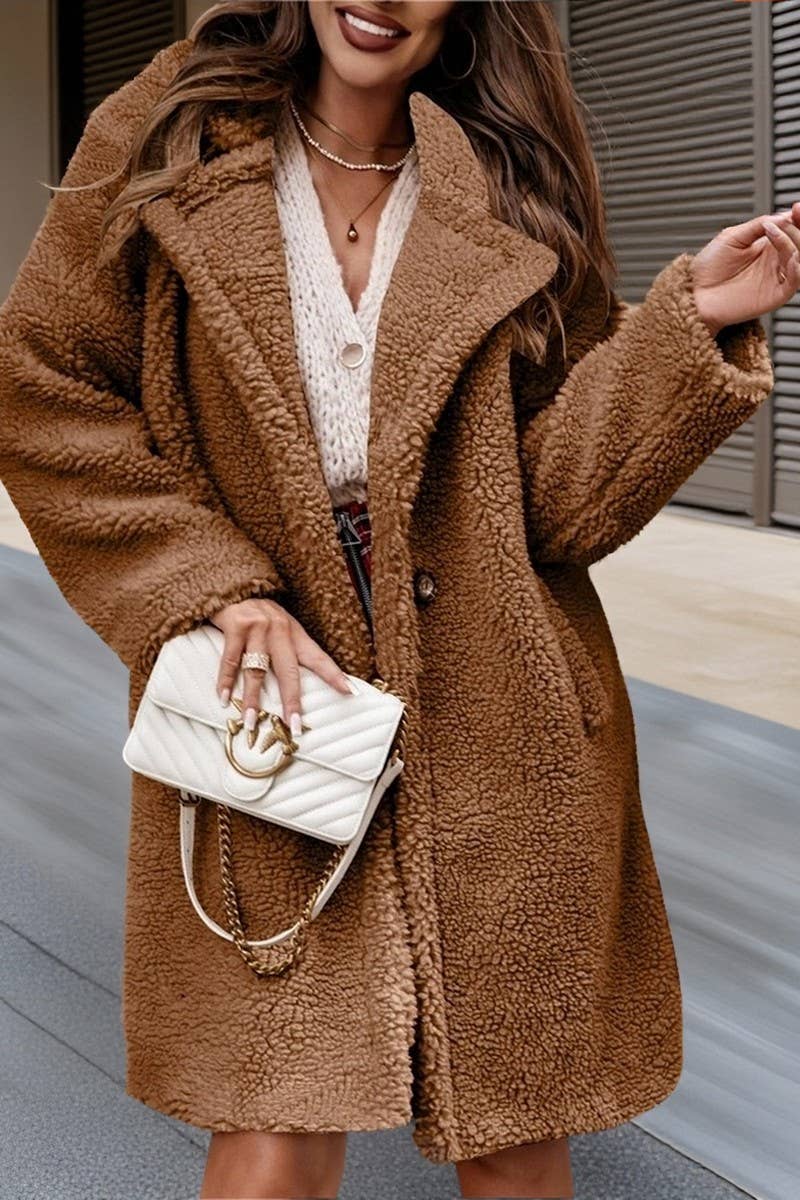 CWOCO00203_FAUX FUR LONG SLEEVE MID-LENGTH COAT