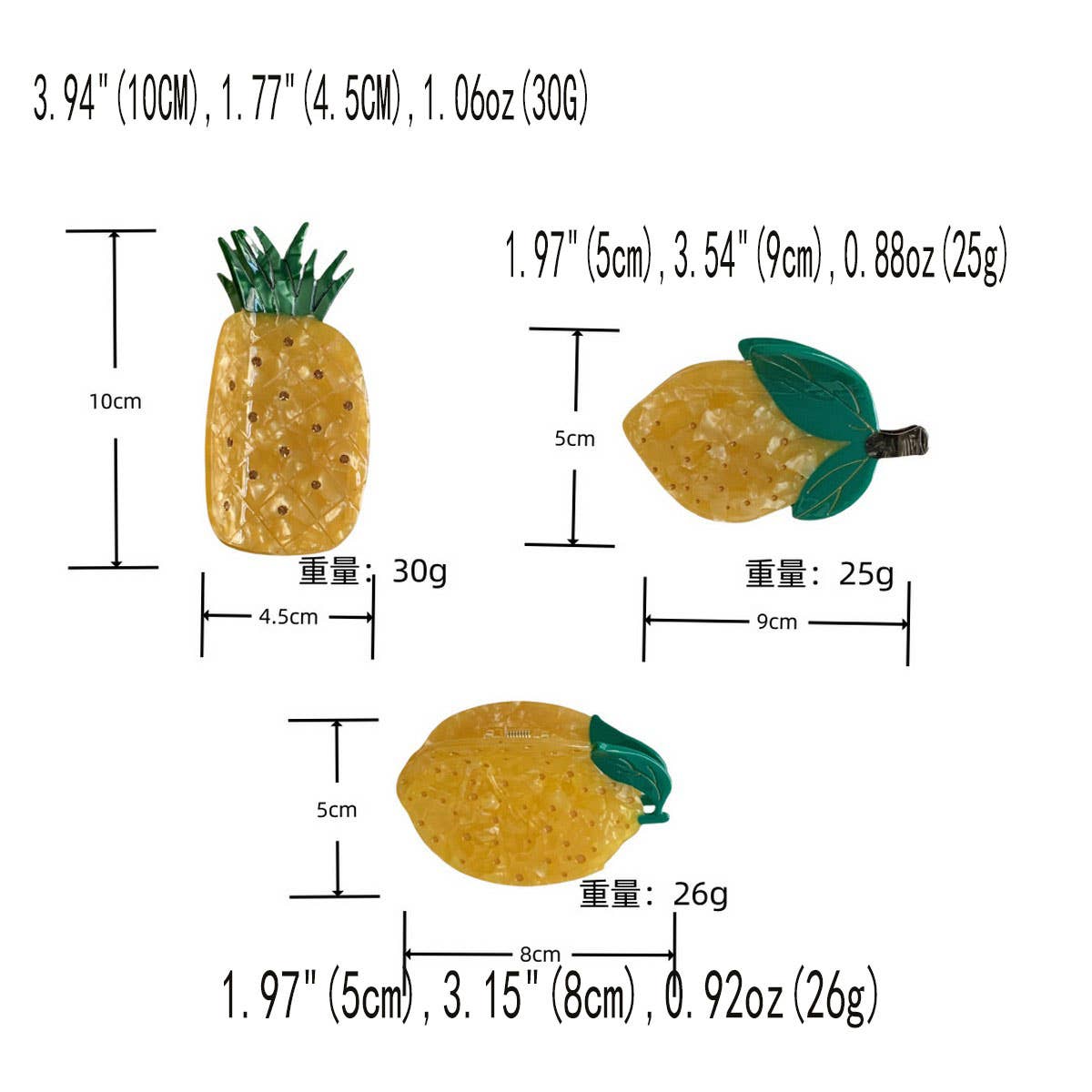 CWAHA07735_SUMMER FRUIT STRAWBERRY DURIAN ACRYLIC HAIR CLAW