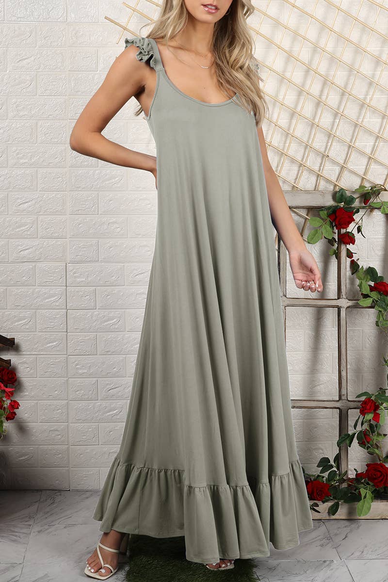 CWDMD772_RUFFLE DETAILED SLEEVELESS MAXI DRESS