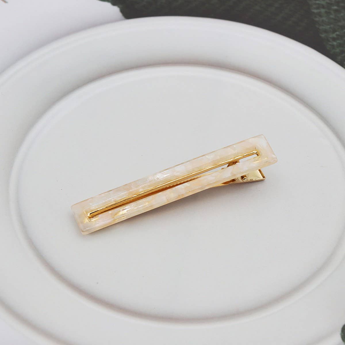 Acetate Hollow Square Hair Clip, Duckbill Bang Pin_CWAHA2624