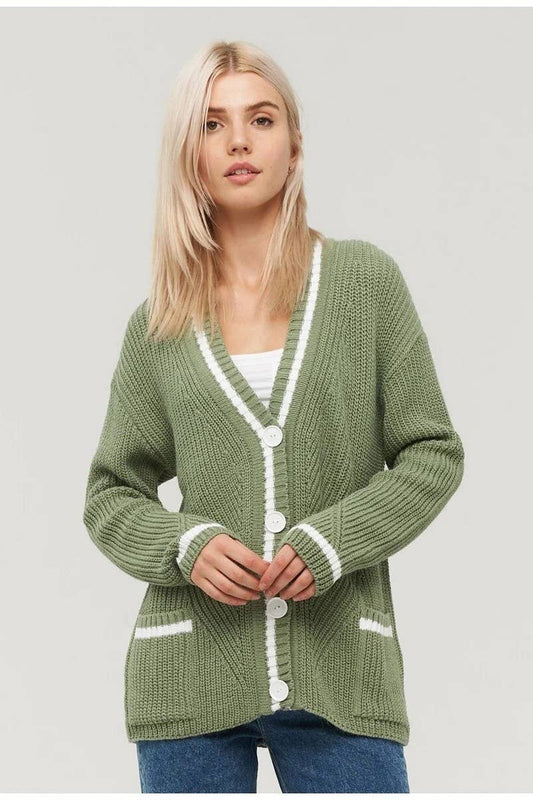 CWOCAL1619_V-NECK POCKET COLOR-BLOCK KNITTED CARDIGAN COAT