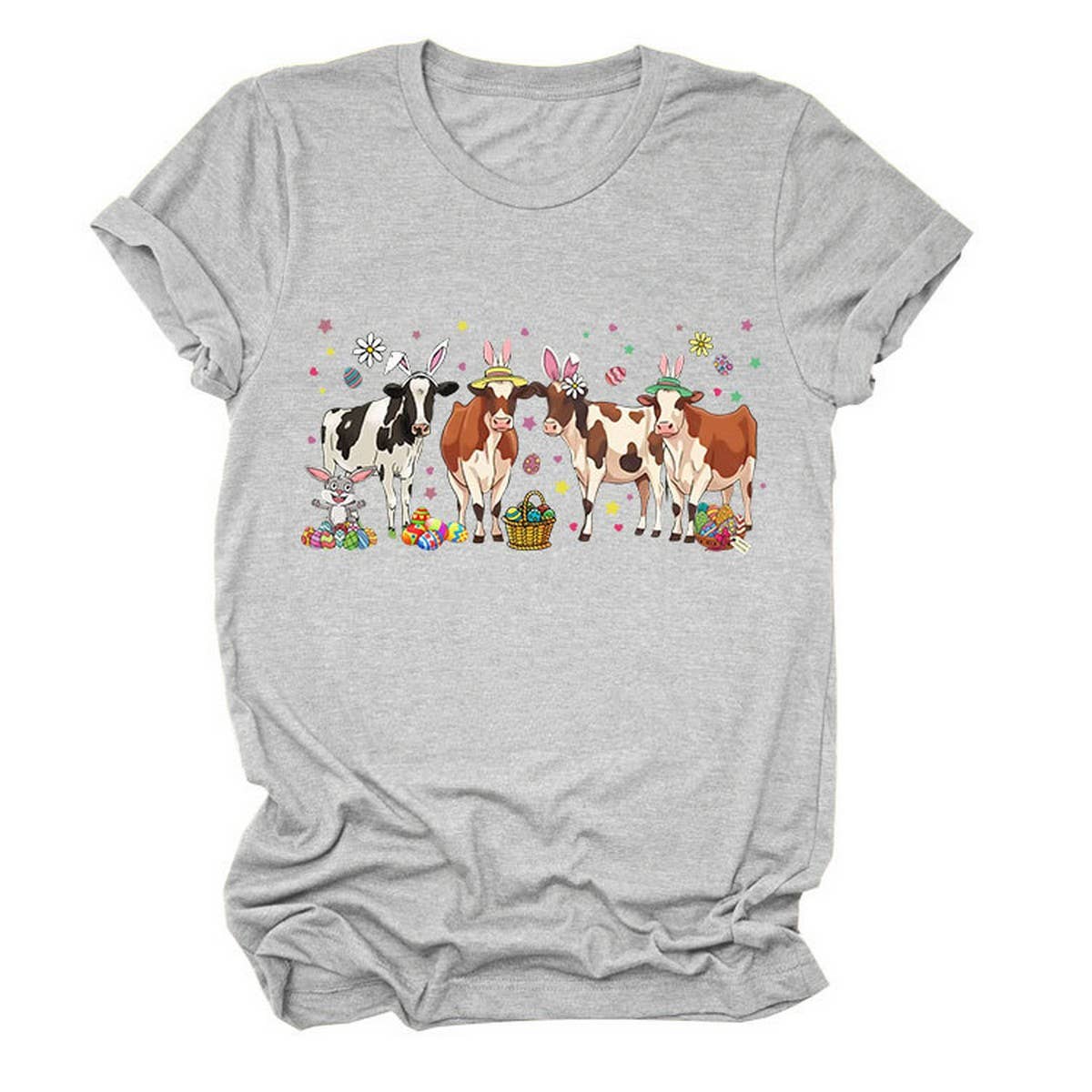 EASTER CASUAL PRINTED ROUND NECK PULLOVER T SHIRT_CWTTS0803