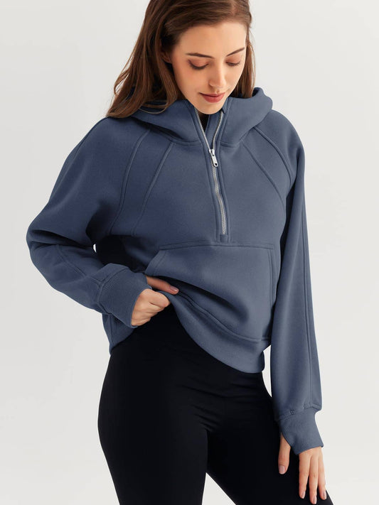 Half-Zipper Pullover Hooded Sweatshirt
