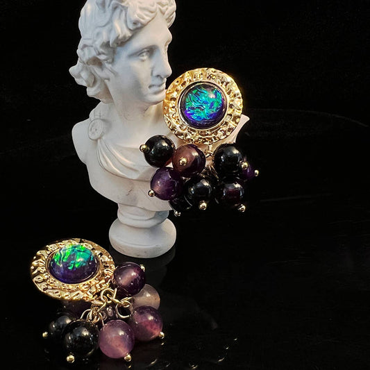 GRAPE SHAPE 925 SILVER NEEDLE STUD EARRINGS