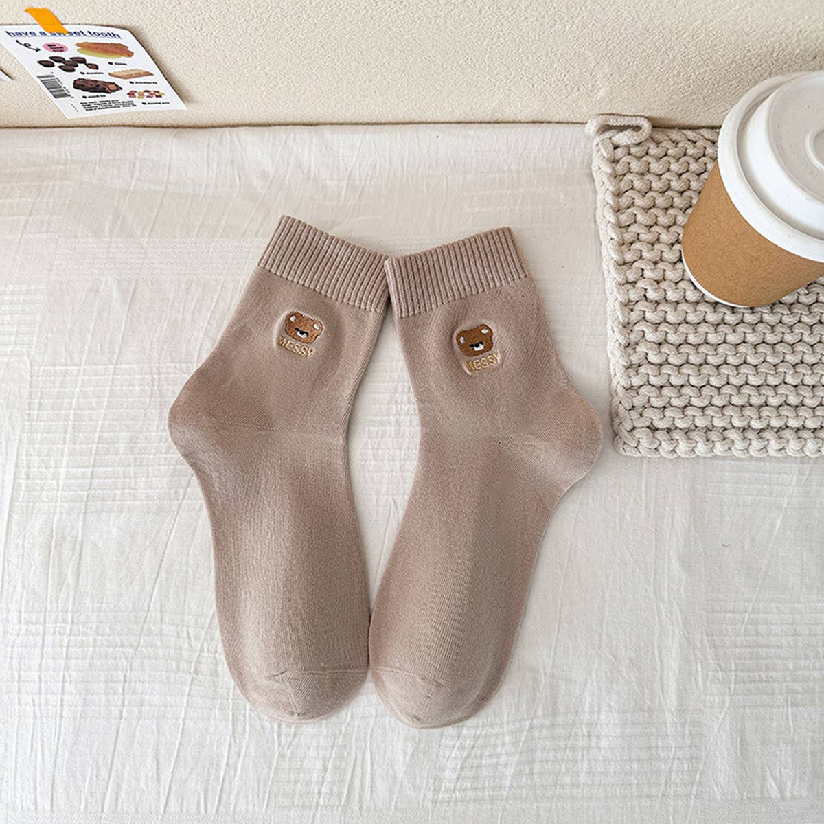 CARTOON MAILLARD LETTER STRIPED SOCKS_CWMS0959