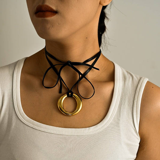 Minimalist 18K Steel Solid Hoop Earrings with Cord