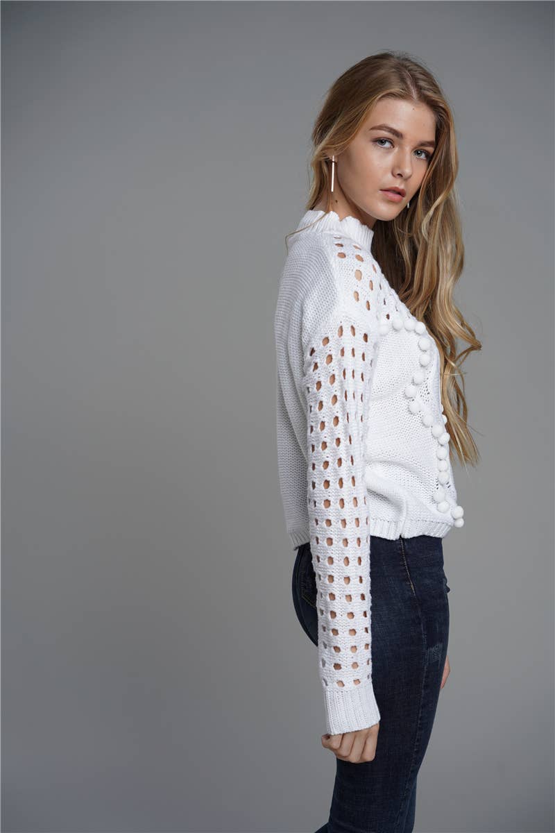 SOLID COLOR LOOSE KNIT CREWNECK PULLOVER SWEATER