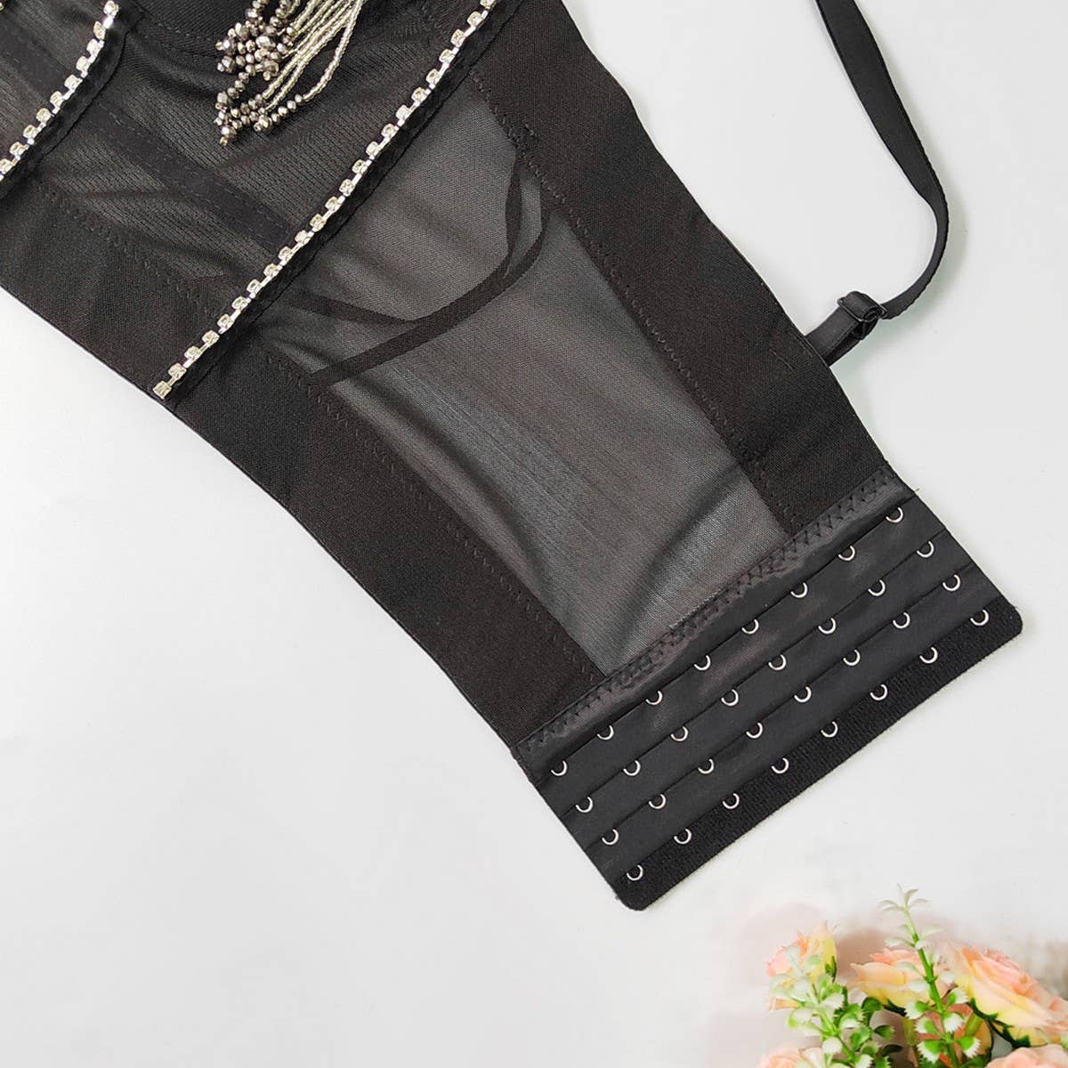 SEXY RHINESTONE TASSEL HERRINGBONE CORSET