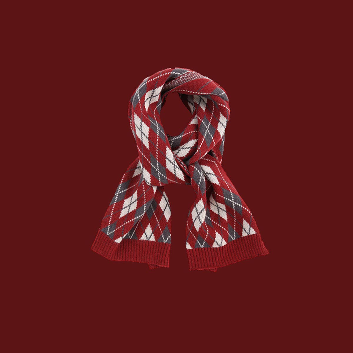 Red Knit Scarf - Cozy Winter Christmas Gift_CWASC1500