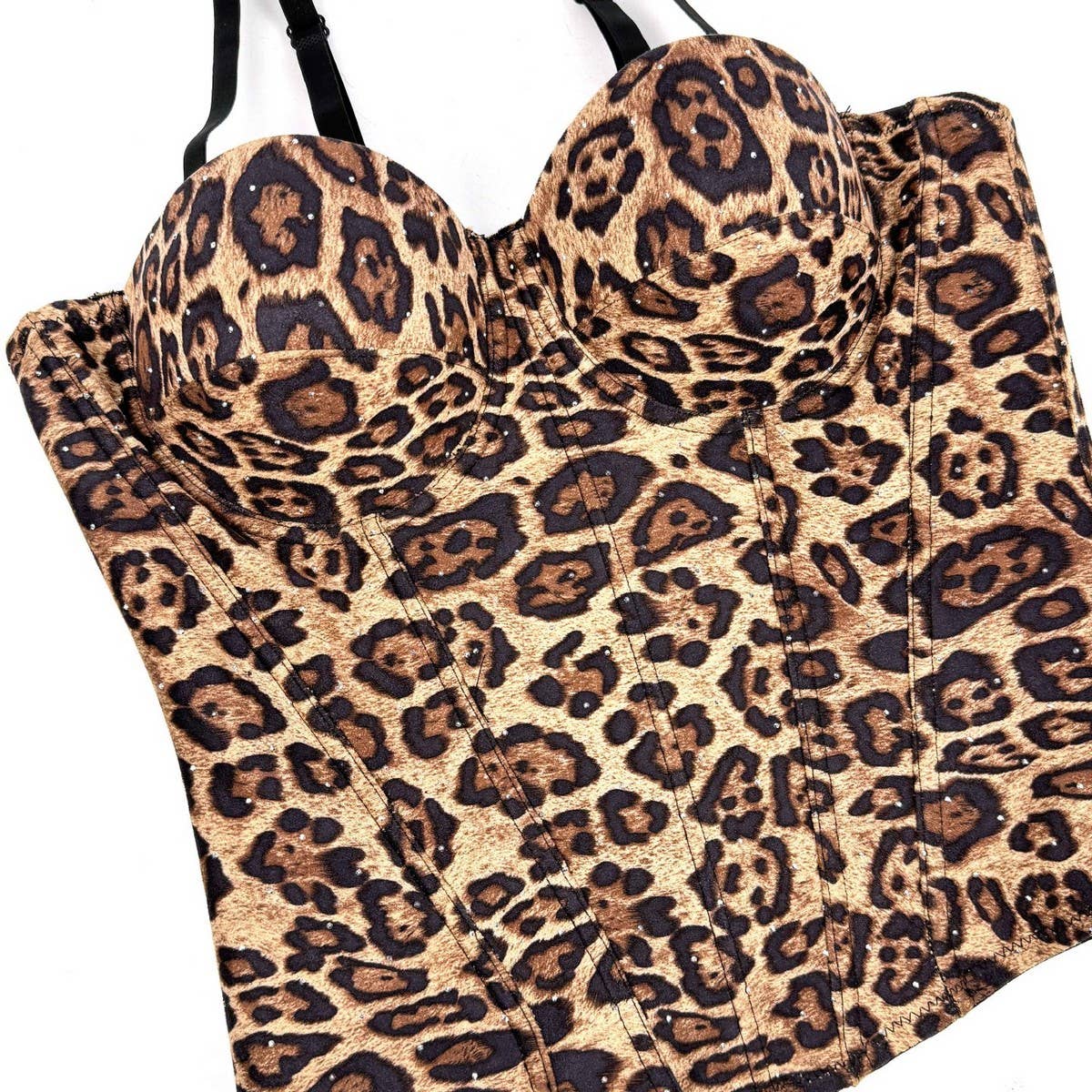 BROWN LEOPARD SUEDE PUSH-UP BODY SHAPING BRA_CWMM4130