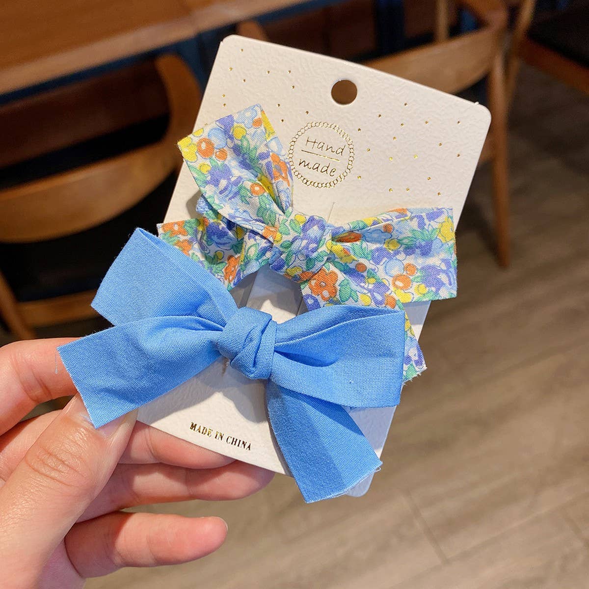 CWAHA07432_2PCS FLORAL BOW HAIR CLIPS FOR GIRLS KIDS