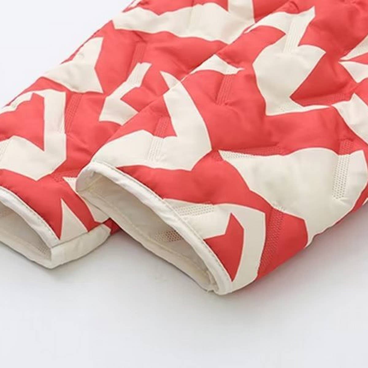 COLORBLOCK PRINT ZIP-UP QUILTED JACKET