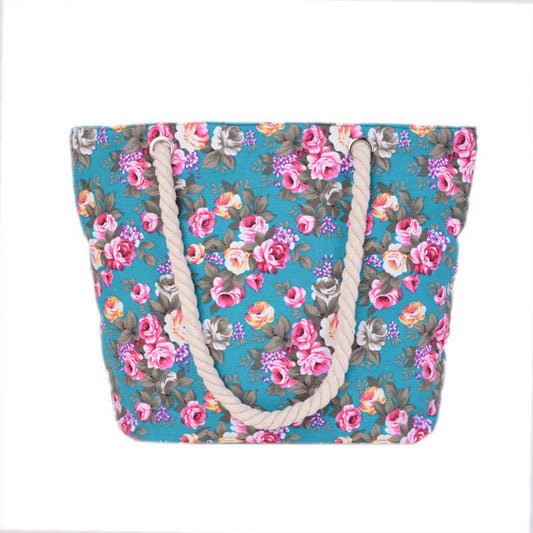 FASHIONABLE FLOWER PRINT BEACH BAG SHOULDER BAG_CUAB0238