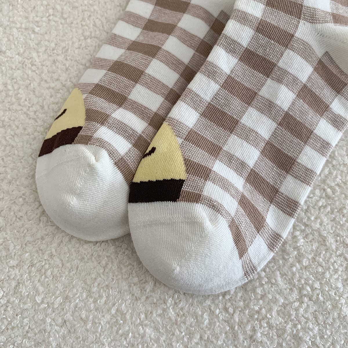 WOMEN BROWN CASUAL PLAID SOCKS