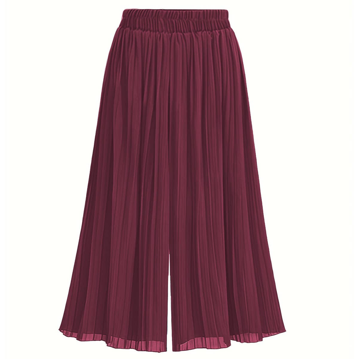 PLUS-SIZE PLEATED CHIFFON WIDE-LEG PANTS