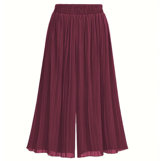PLUS-SIZE PLEATED CHIFFON WIDE-LEG PANTS