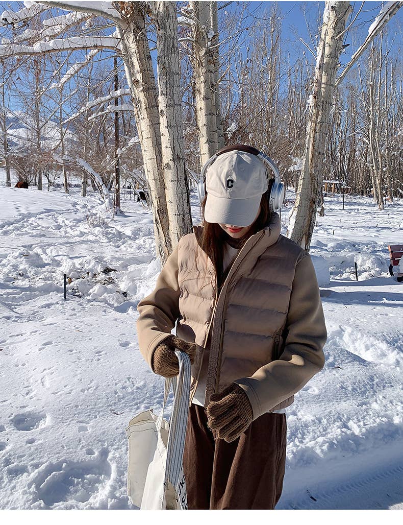 Slim short cotton jacket patchwork jacket