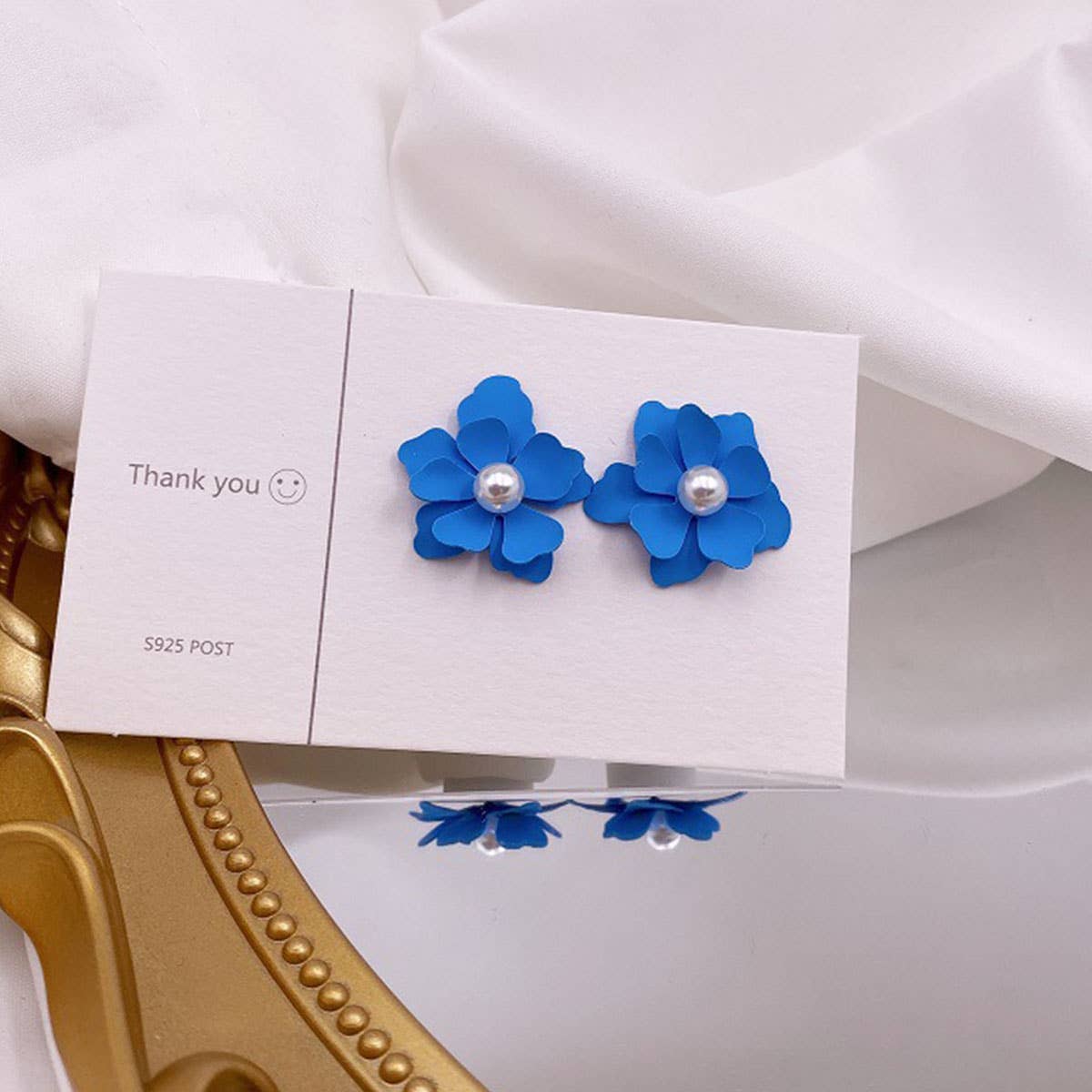 S925 Silver Needle Blue Series Flower earrings