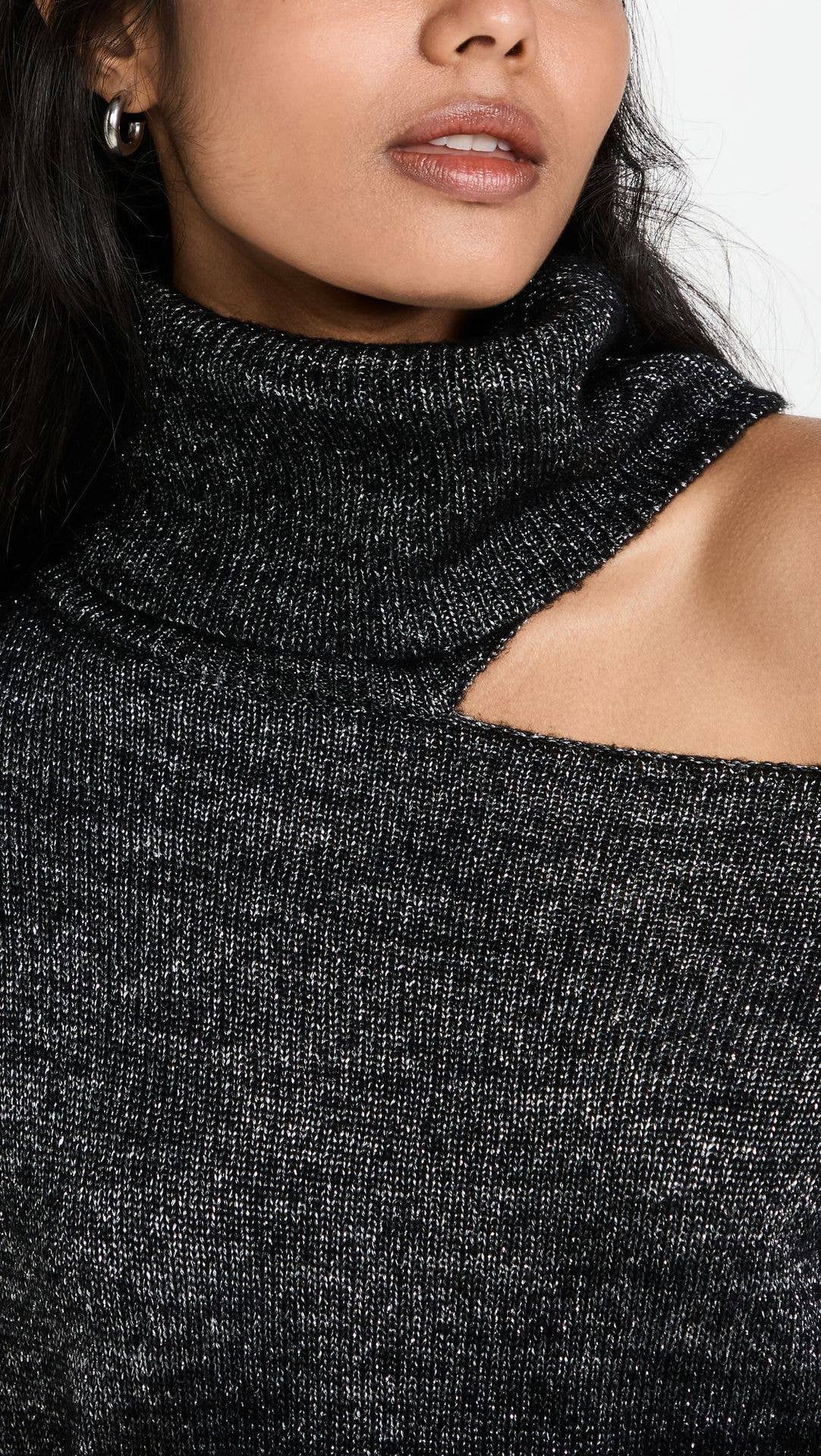 SEXY SWEATER WITH TWO LAPELS MISSING SHOULDERS