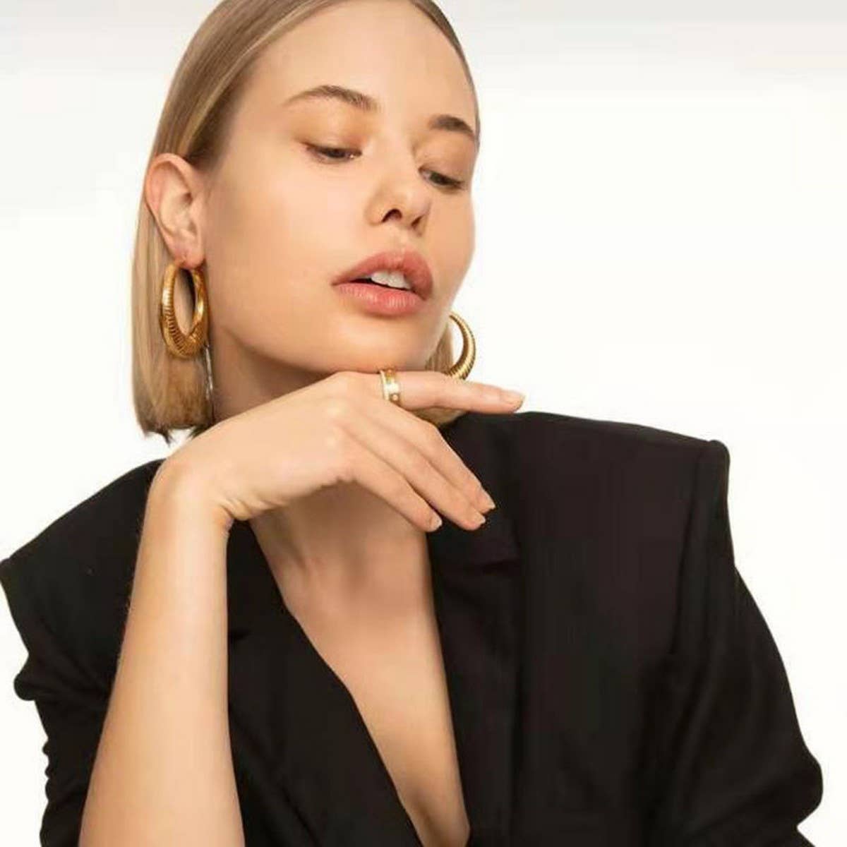 Minimal Hollow Hoop Stud Earrings for Women