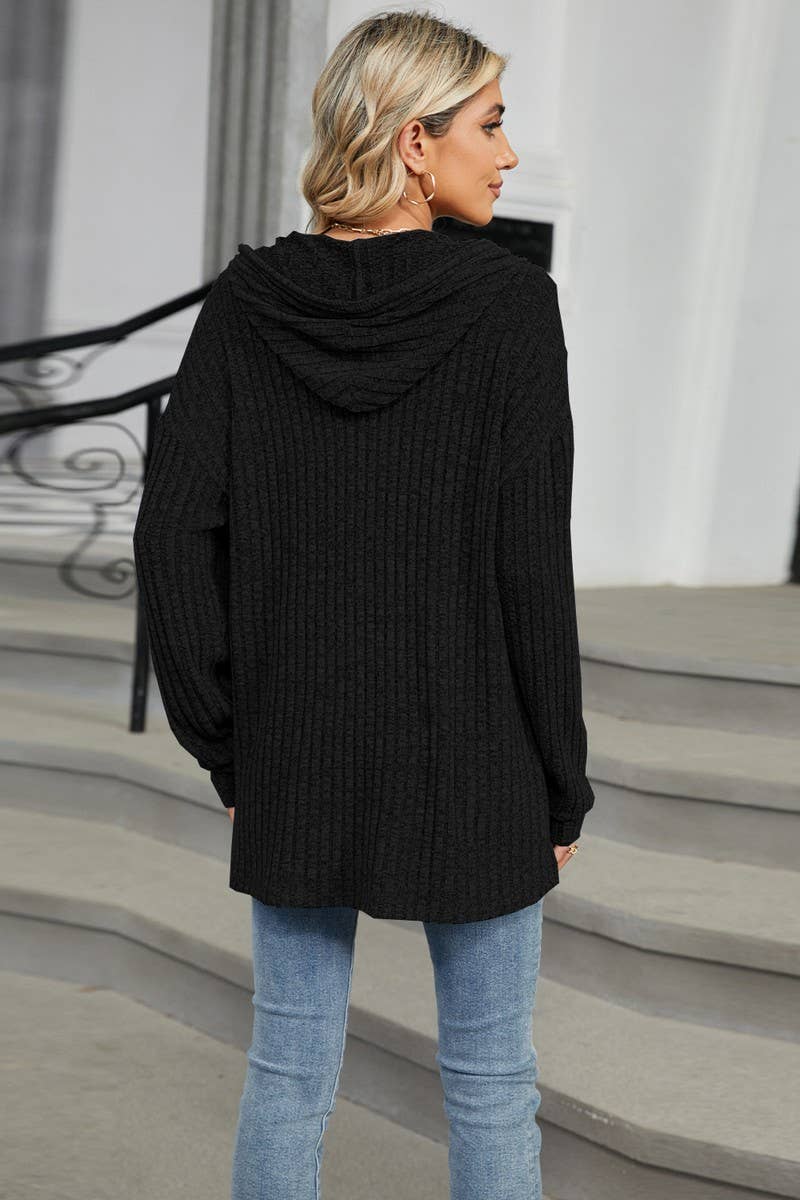 CWOHOL1093_SOLID COLOR HOODED BUTTON LOOSE SWEATSHIRT