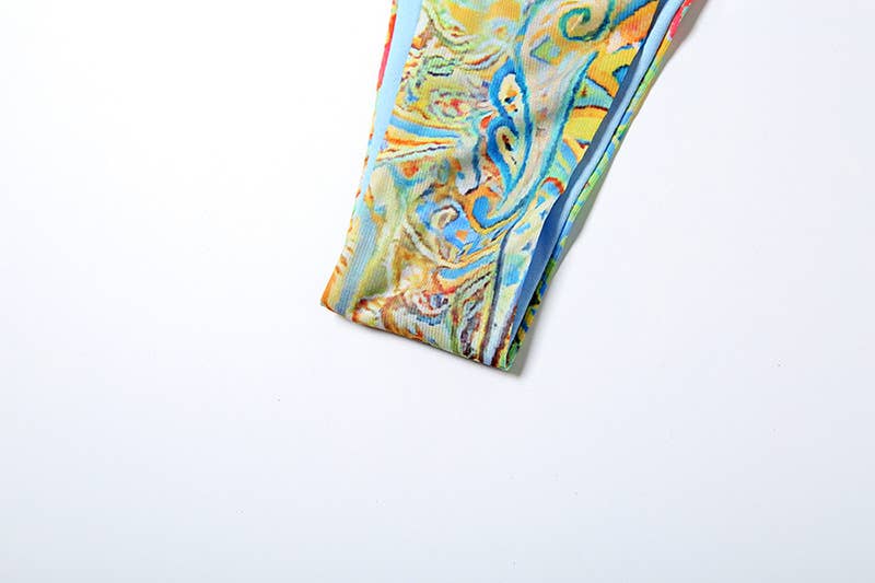 Three-piece set of printed top skirt underpants