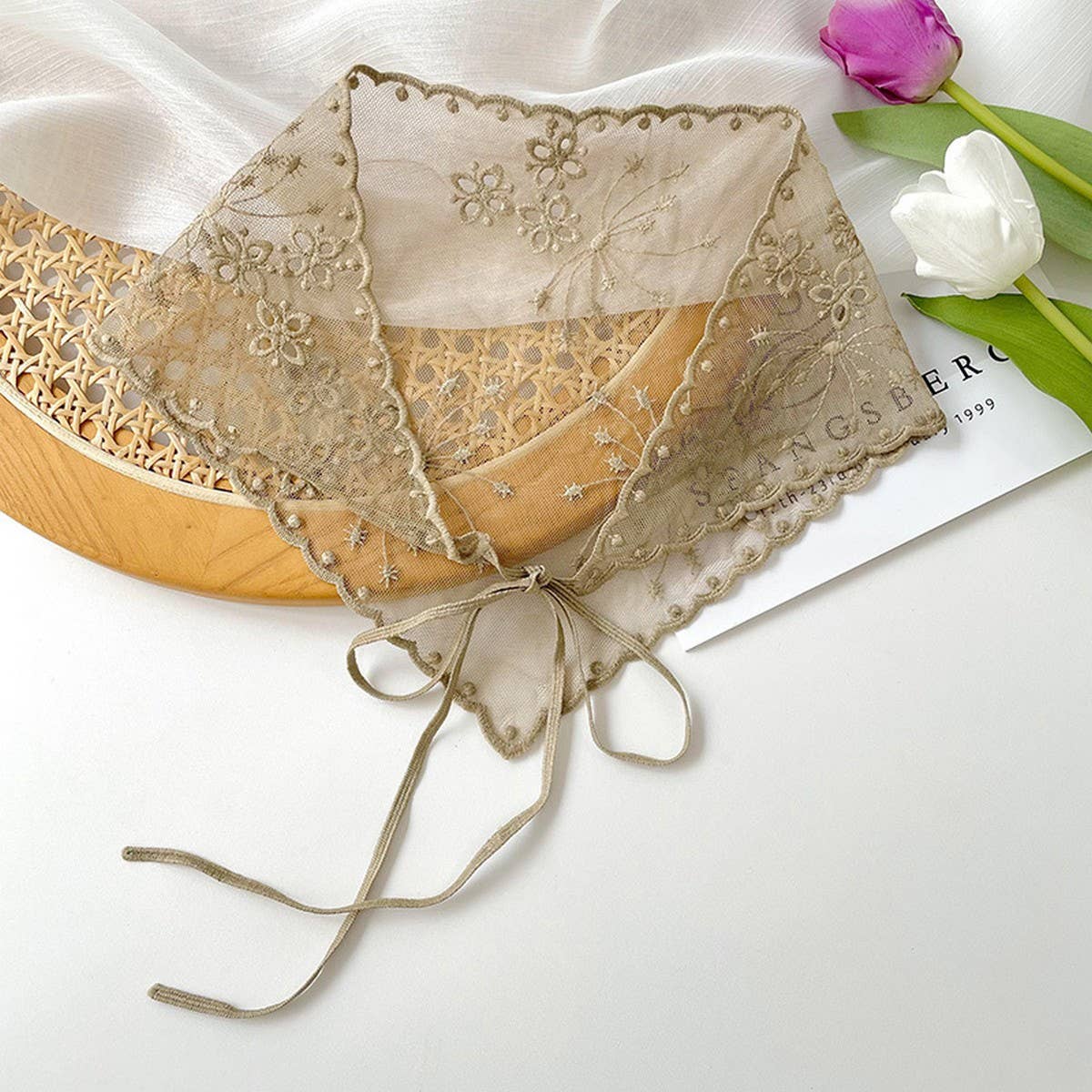 SIMPLE SOLID COLOR HOLLOW LACE SCARF_CWASC0747