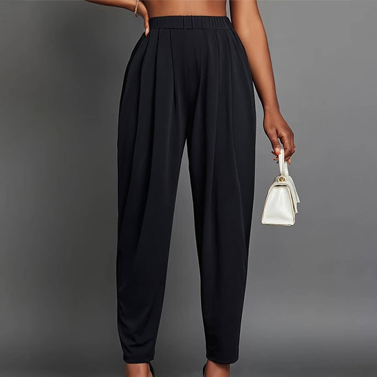 ELEGANT PLEATED ELASTIC WAIST TAPERED SMALL FEET