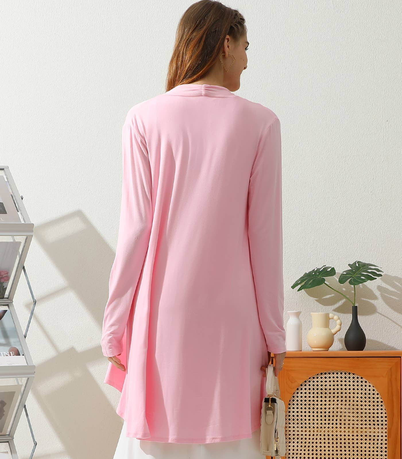 AWTL074_Long Sleeve Casual Open Front Long Cardigan