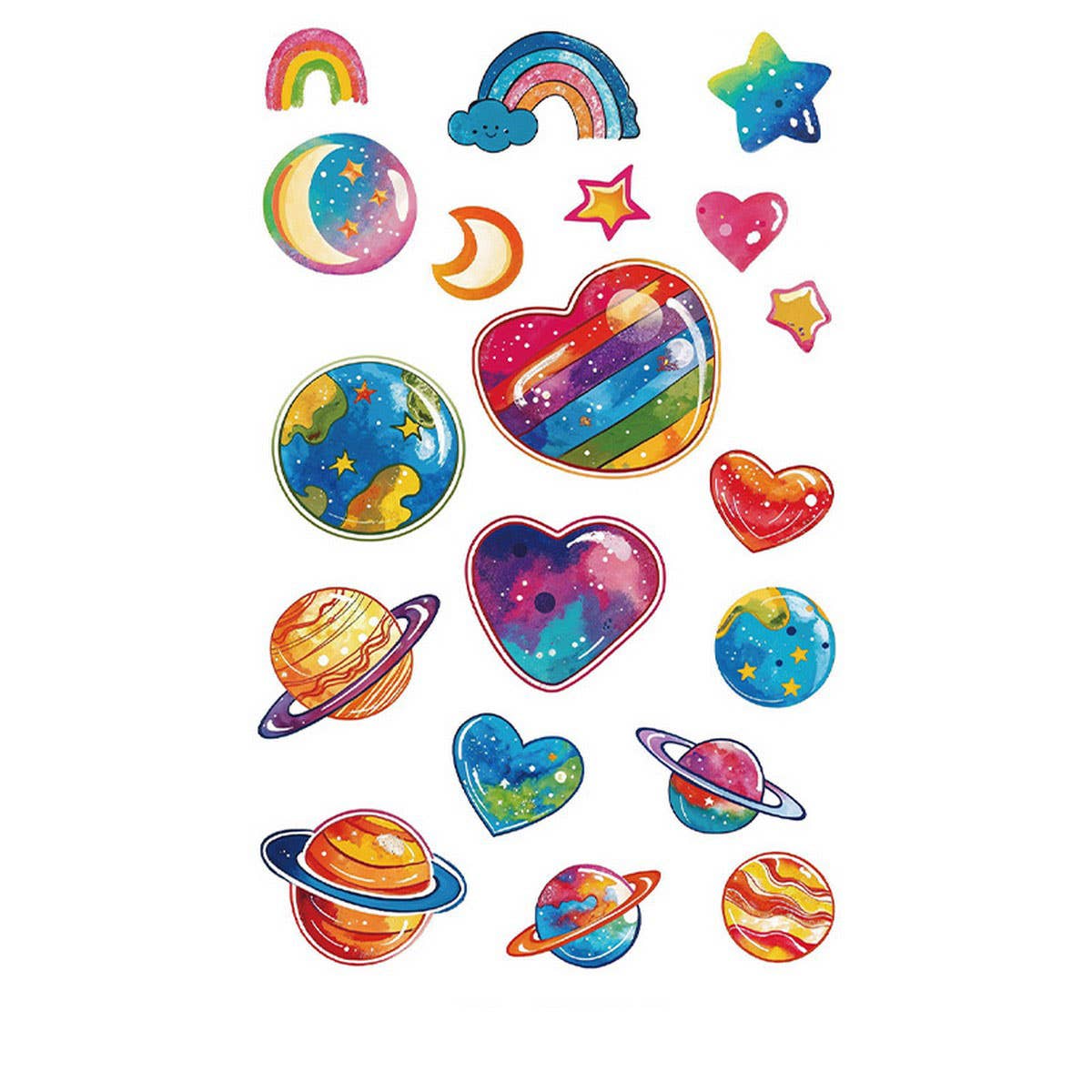 Whimsical Face Stickers ? Fruit & Galaxy Tattoos