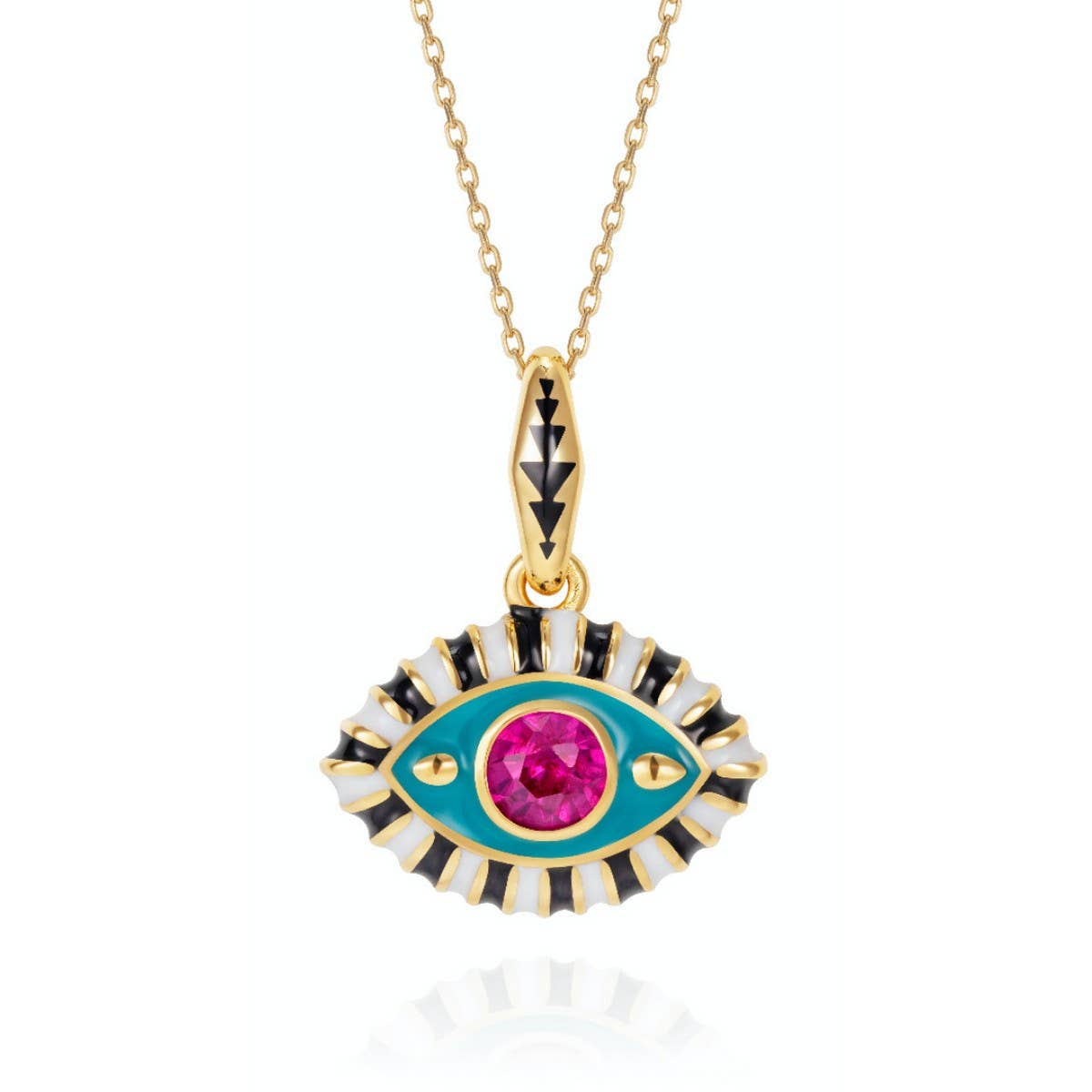 NEW STAINLESS STEEL EVIL EYE PENDANT NECKLACE_CWMM3831