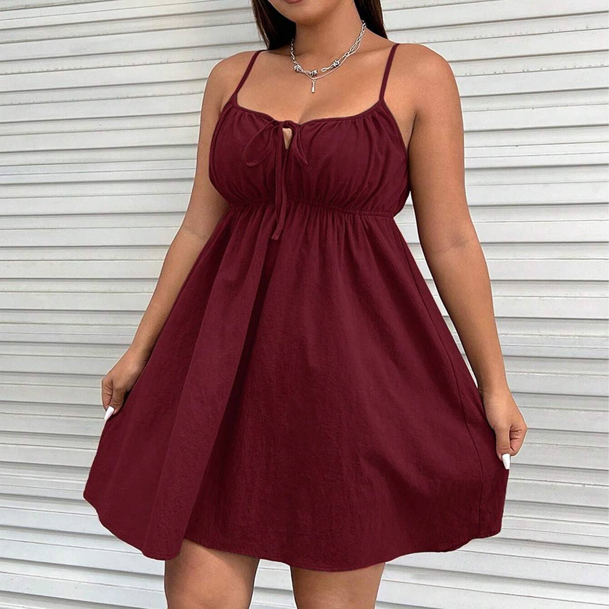 Sleeveless Mini Dress ??Waist Slim Strappy Fit_CWDHL1043