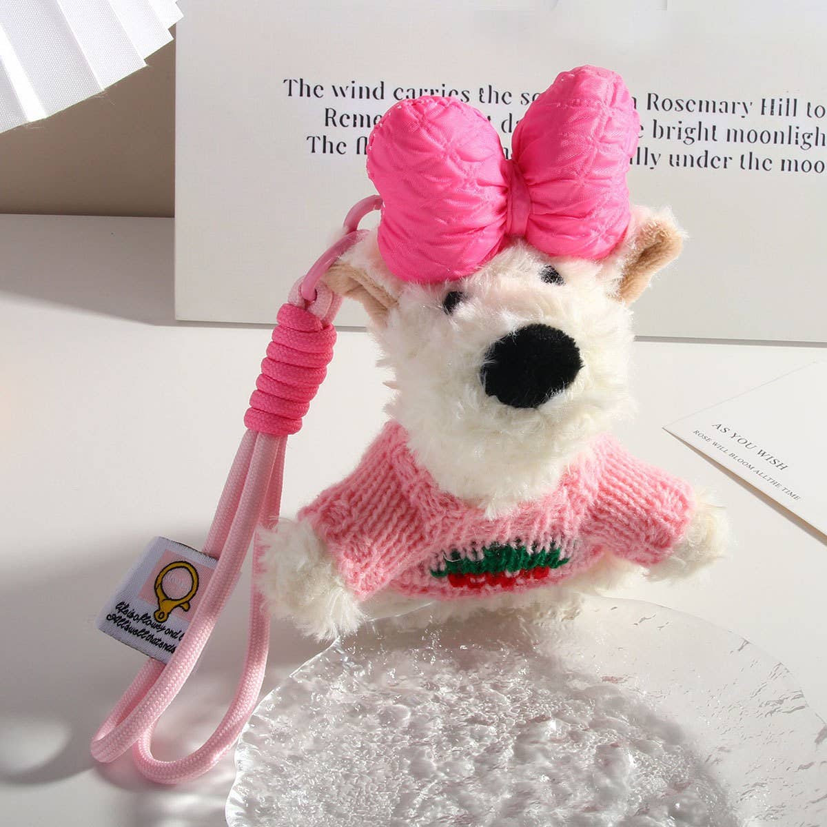 Westie Dog Plush Keychain with Messy Style