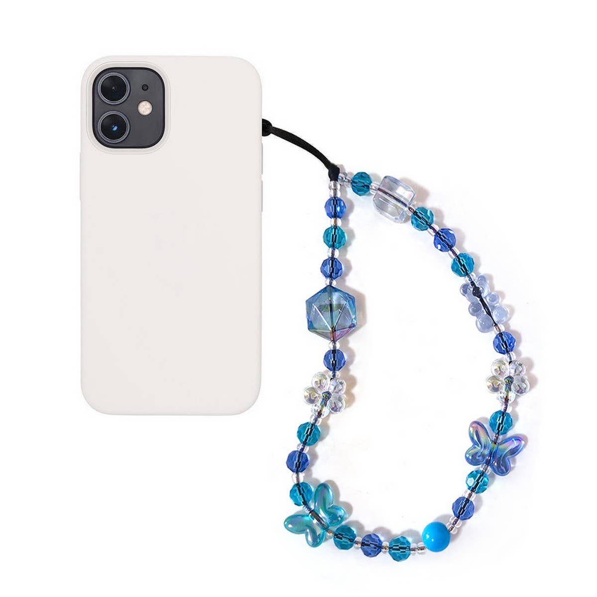 CWMM8713_PERSONALIZED BEADED BUTTERFLY MOBILE PHONE CHAIN