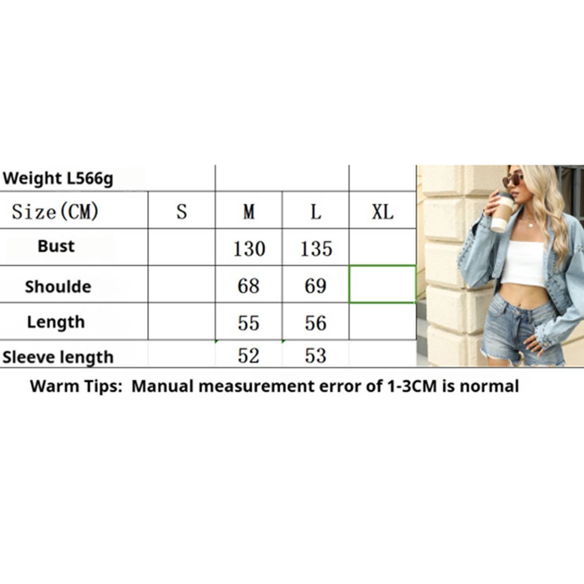 Washed Studded Oversized Denim Jacket