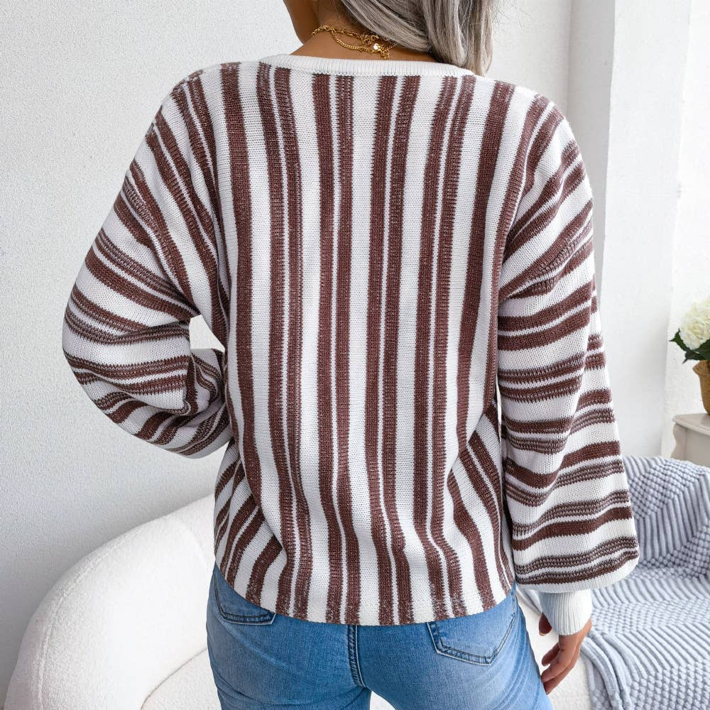 STRIPED SWEATER WITH CONTRASTING COLORS