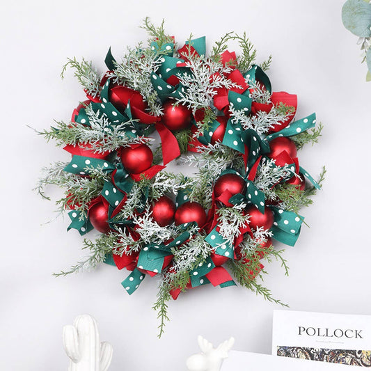 Christmas Ball Greenery Ribbon Wreath Wall Decor_CWMM9902