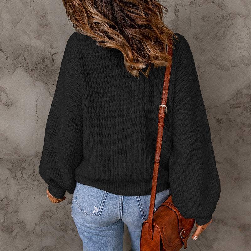 TURTLENECK SOLID COLOR PULLOVER SWEATER