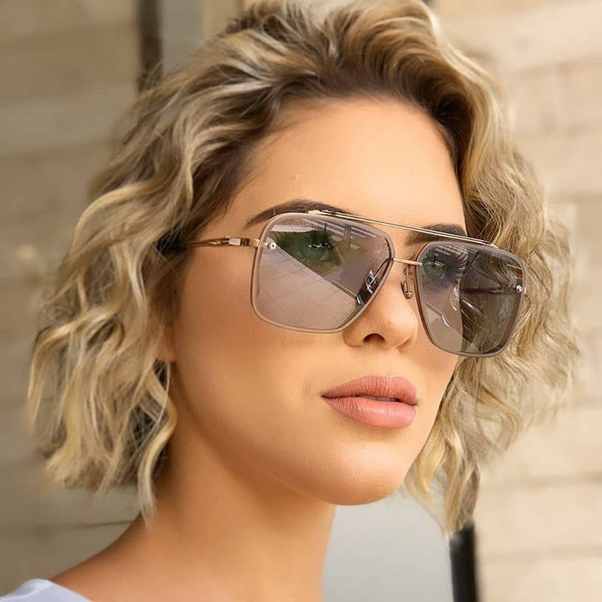 SQUARE FRAME SUNGLASSES METAL FRAMELESS SUNGLASSES_CWASG0561