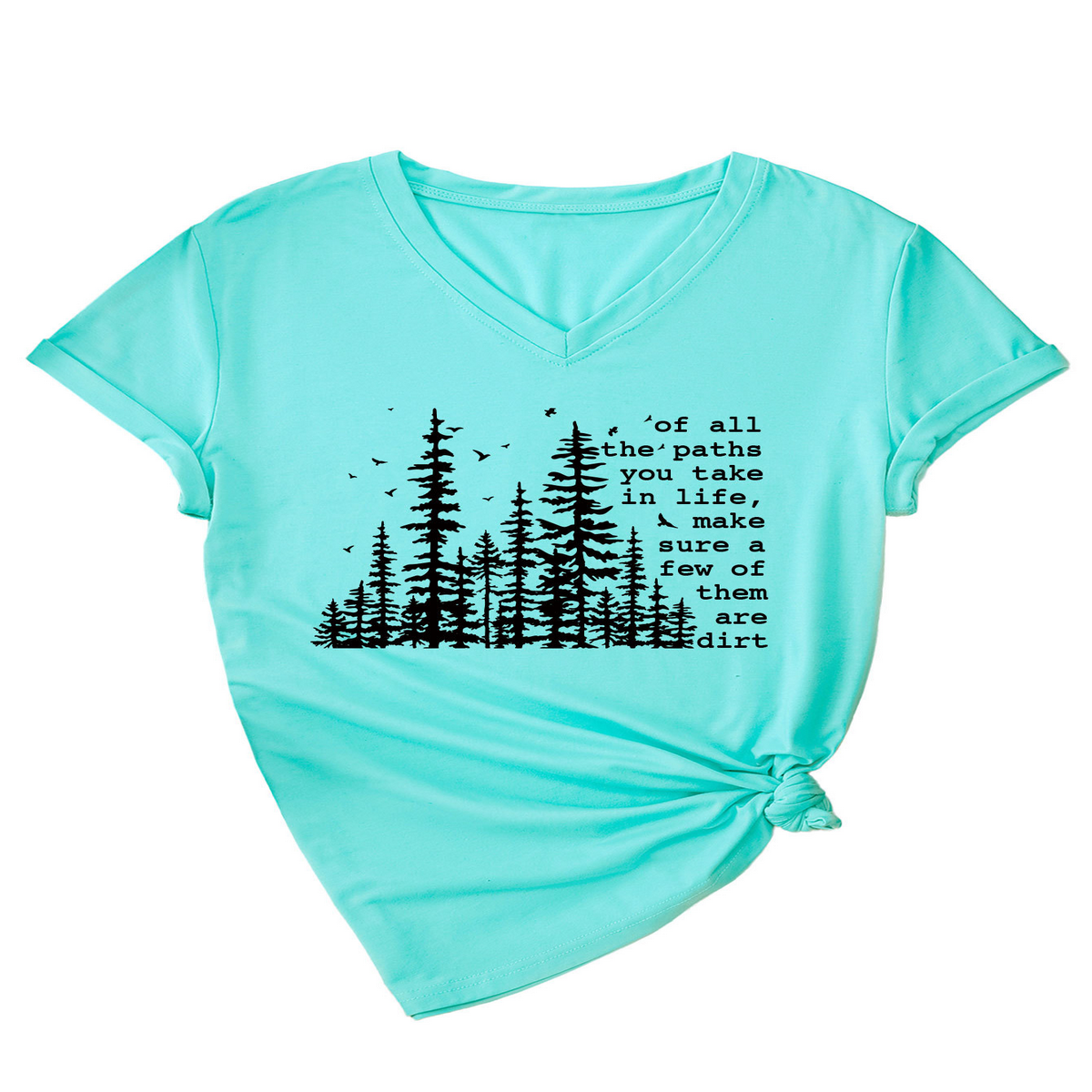 Summer V-Neck Short Sleeve Printed Tee