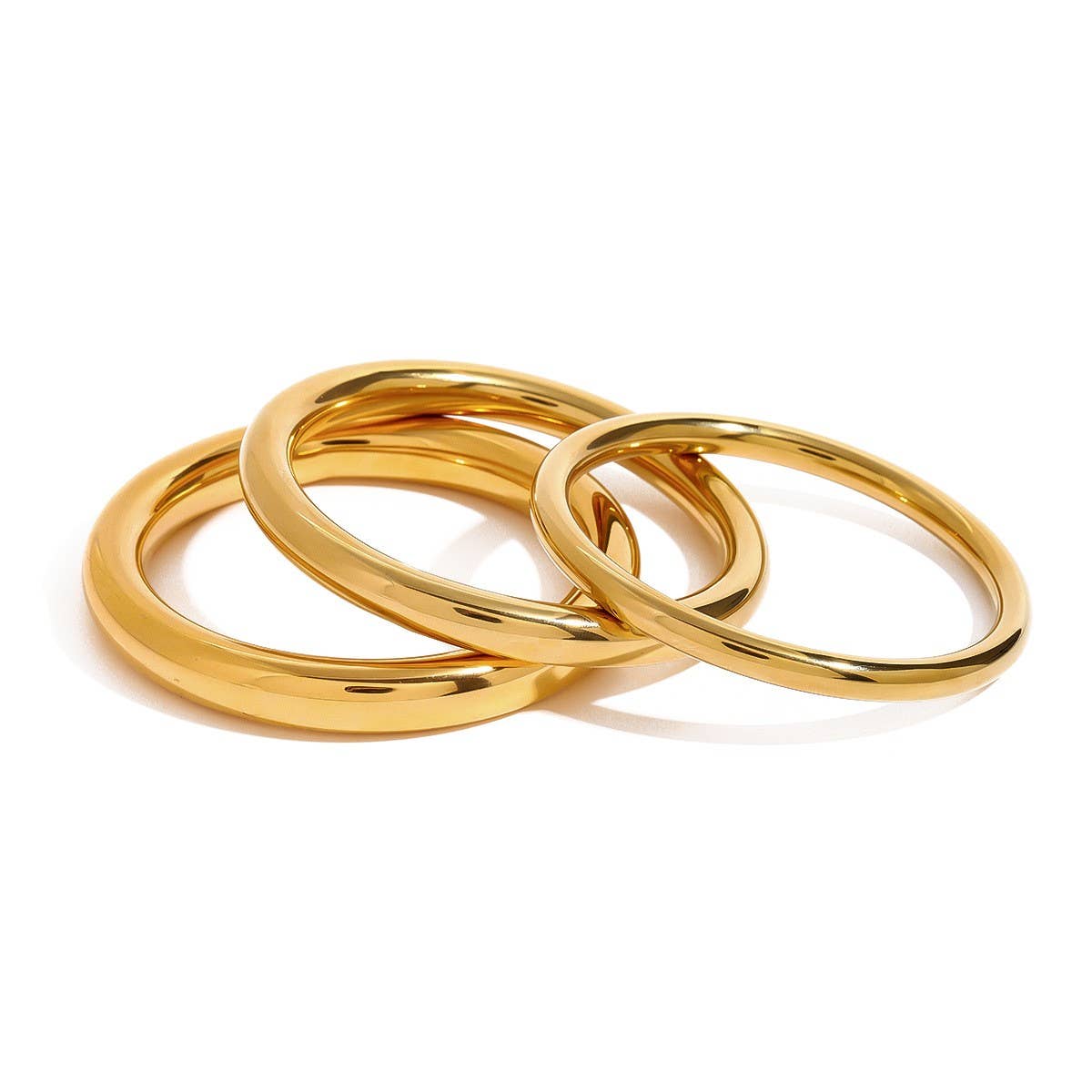 Elegant Gold Tone Round Bangle, Titanium Steel